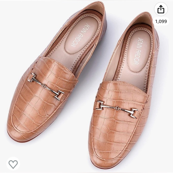 NWT Jenn Ardor Penny Loafers in Tan Crocodile Faux Leather - Picture 4 of 13
